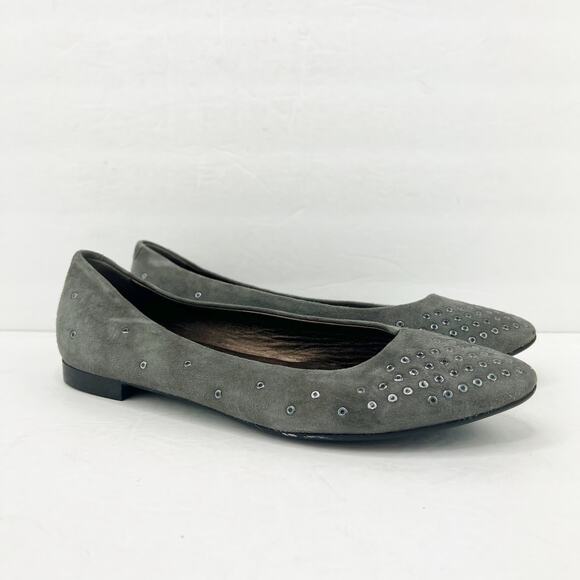 AGL Grommet Mist Grey Studded Ballet Flats - Picture 1 of 9